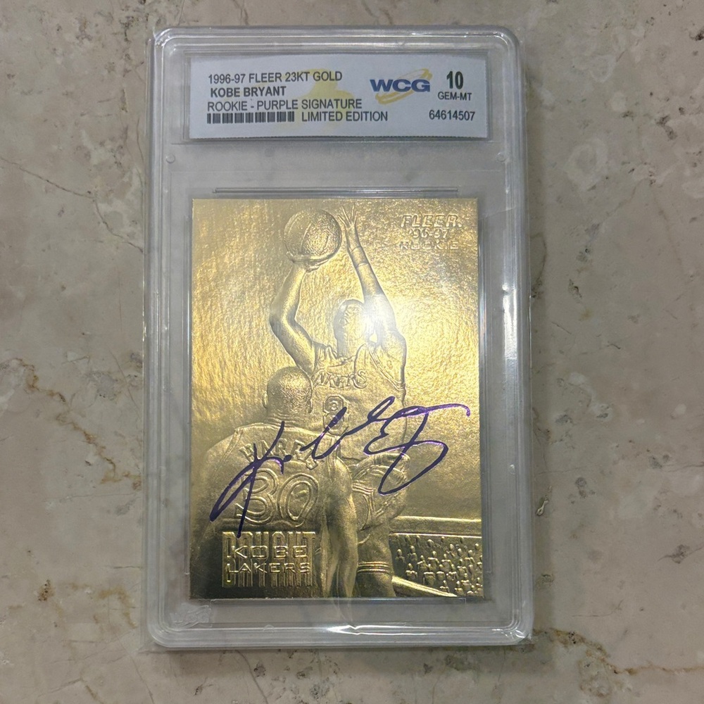 23KT Gold Kobe Bryant Gold Basketball Rookie Signature Card - WCG Graded 10